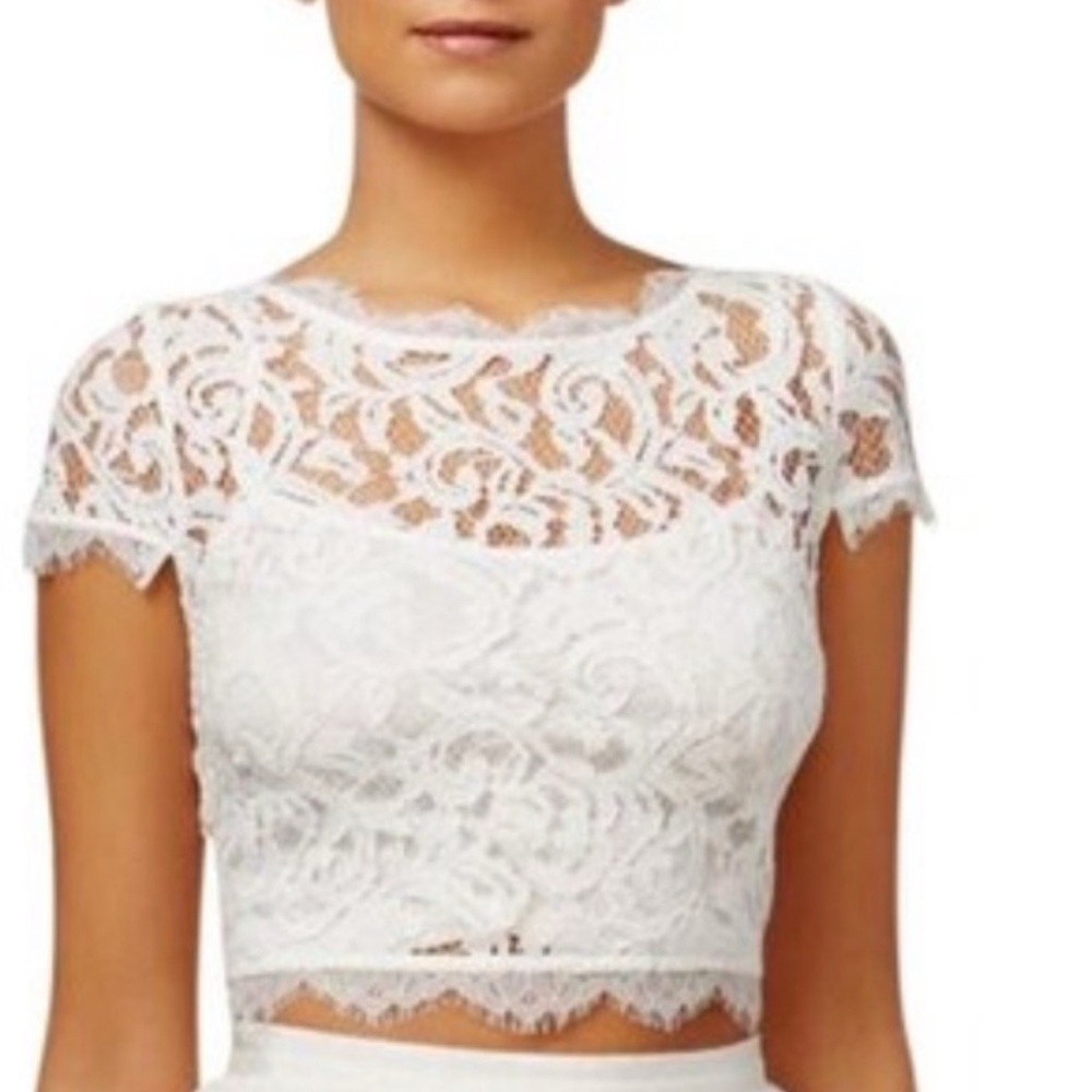 Adrianna Papell White Lace Crop Top - Picture 2 of 7